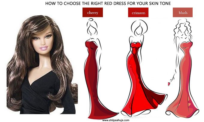 how_to_select_and_style_red_cocktail_dress_skin_tone_choose_party_fashion_ideas_light_white_pale