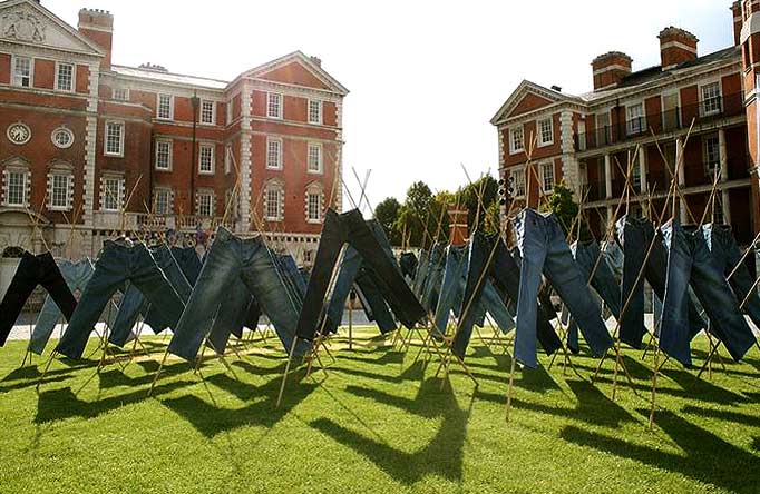 field_of_jeans_public_art_london_catalytic_clothing_installation_chelsea_college