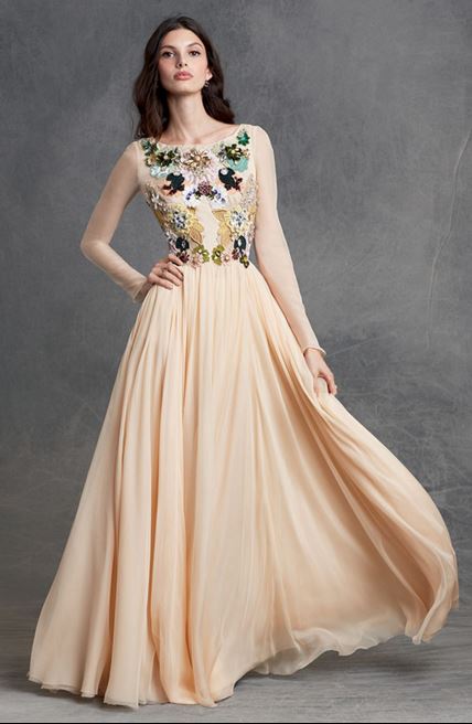 party-dresses-winter-holiday-dressing-outfit-2015-dolce-gabbana-peach-gown-cocktail-dress