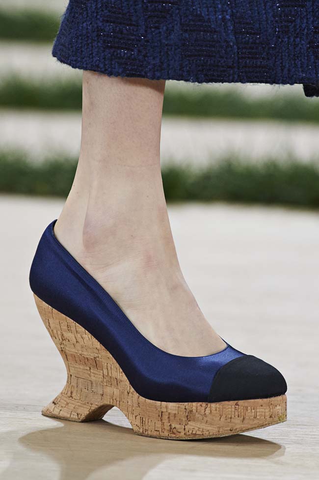 chanel spring 2016 couture fashion show ss16 detail shoes cork wood platform wedges