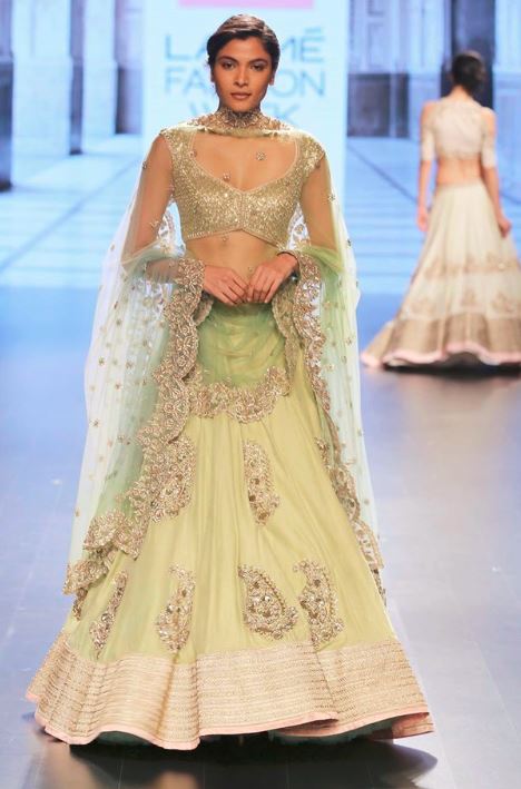 anushree-reddy-indian-engagement-party-lehenga-cream-green-outfit-2016-designer-beautiful