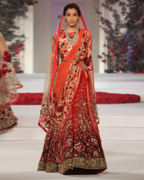 indian-bridal-wedding-lehengas-latest-designs-red-orange-red-rose-designer-varun bahl