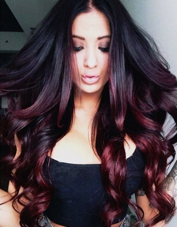 hair color ombre highlights ideas for black dark hairs burgundy