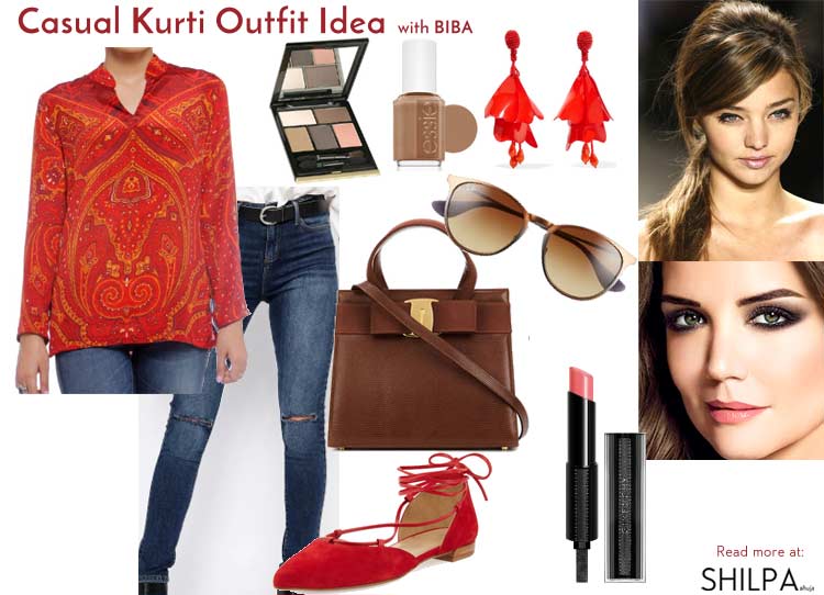 how-to-wear-kurtis-casually-with-jeans-outfit-idea-indian-ethnic-wear-red-kurta
