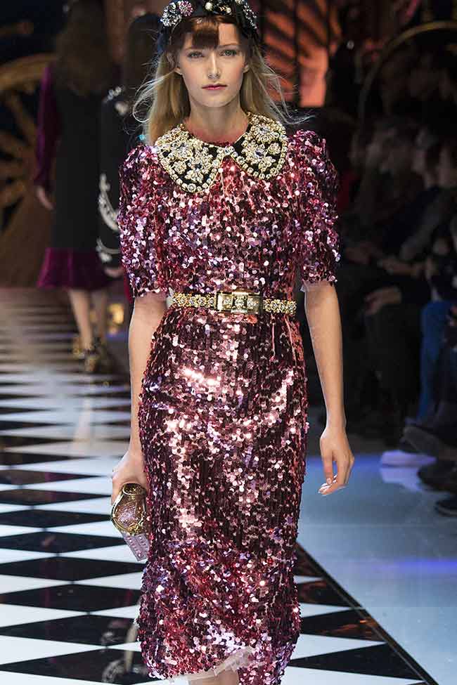 dolce-gabbana-pink-sequinmetallic-dress-fw16-fall-winter-2016-latest-fashion-trends