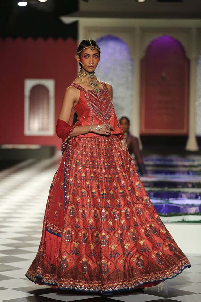 anita dongre collection 2016 couture dress red printed raw silk lehenga dupatta 12