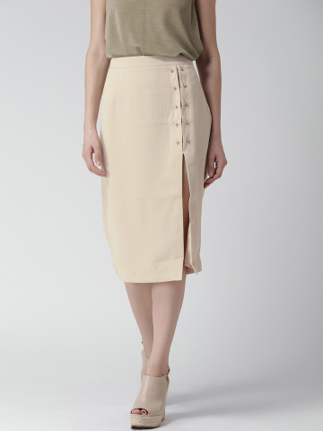 myntra-front-slit-beige-skirt-knee-length-online-india-cheap-shopping