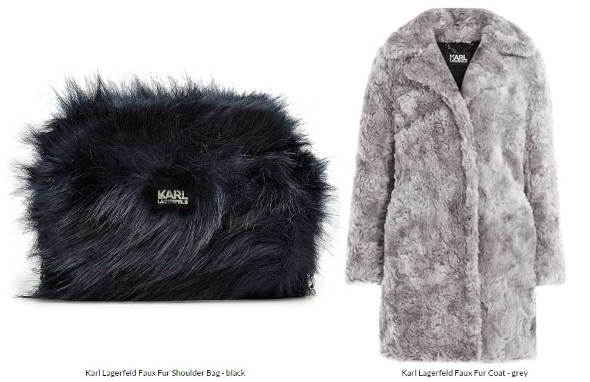 karl lagerfeld faux fur coat bag label winter wear