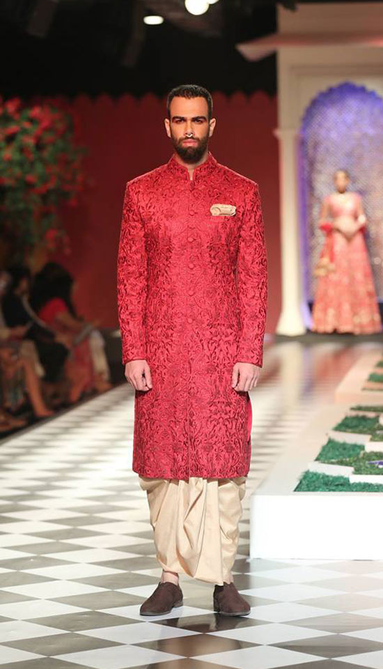 latest-sherwani-designs-for-wedding-trends-red-embroidery-anita-dongre-SS17