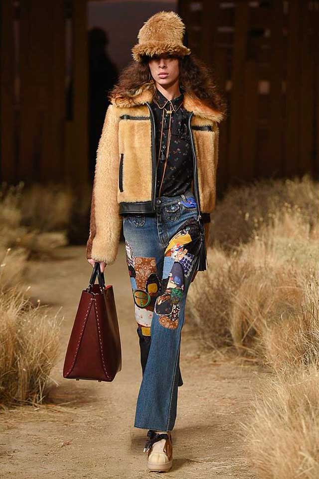 jeans trend analysis-coach-fw17-rtw-fall-winter-2017-outfit-collection (34)-fur-jacket-embroidered-jeans