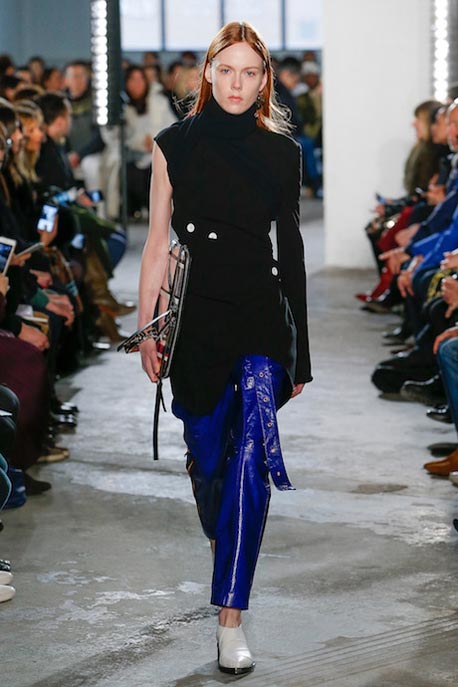 proenza schouler fw17 rtw fall winter 2017 18 collection 24 metallic blue pants