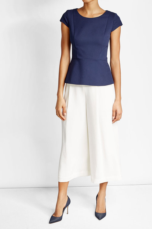 hugo culottes plain peplum top blue white pretty outfit