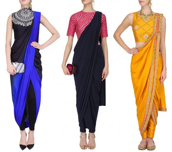 pre-stiched-sarees-paired-with-chooridaar-style-fashion-matching-contrast-colors-fall-2017