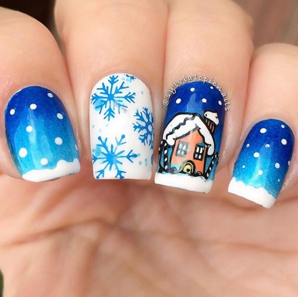 best-snow-flake-nail-art-designs-gingerbread-house-design-2017-snowflake