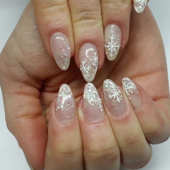 latest-shimmery-glitter-snow-nail-art-wedding-designs-french-manicure