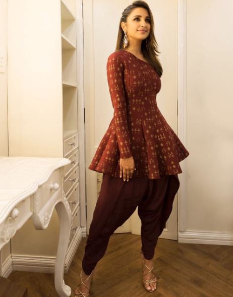 parineeti-chopra-peplum-top-dhoti-pants-bollywood-instagram-fashion