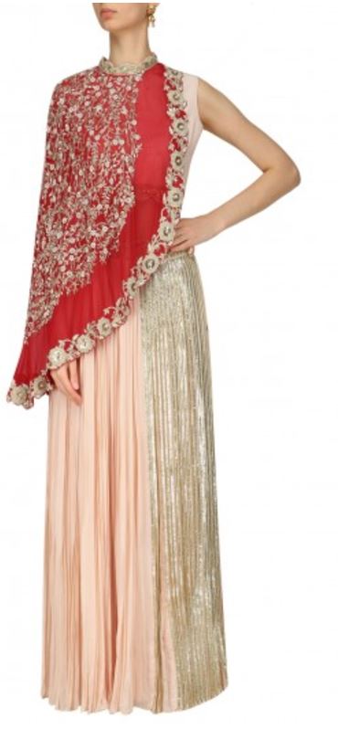 what-to-wear-best-friends-indian-wedding-outfit-ideas-skirt-asymmetrical-cape