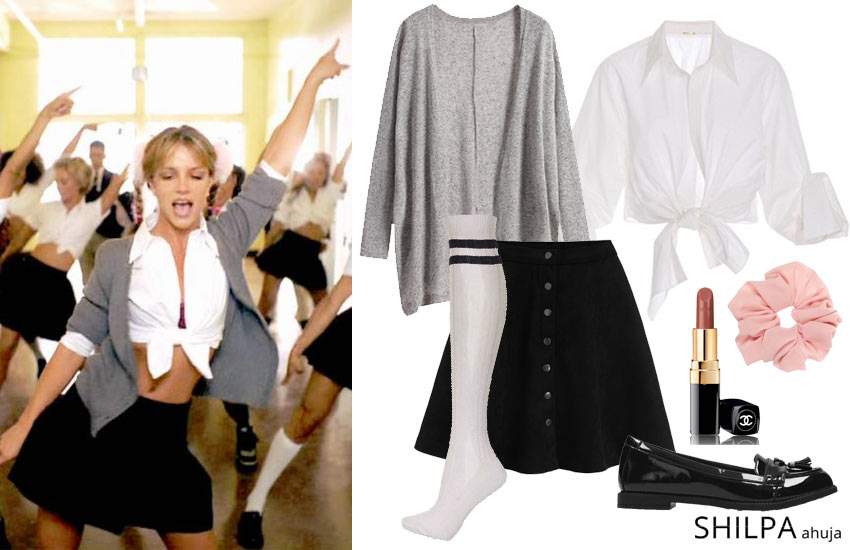 90s-theme-party-outfit-ideas-decade-day-britney-spears-baby-one-more-time-costume