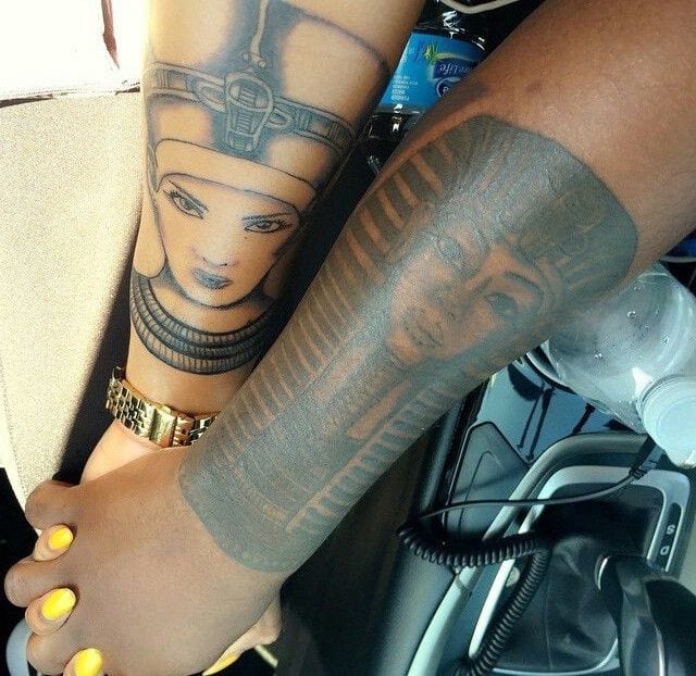 egyptian-tattoos-couple-anciet-vintage-tattoo-styles-queen-tattoos