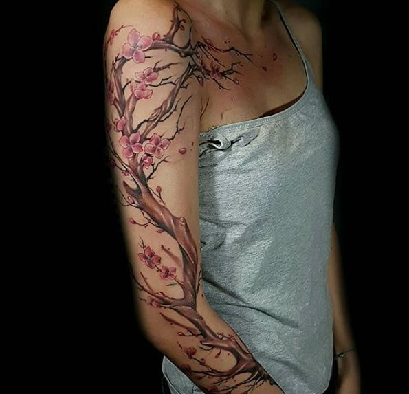 best-latest-cherry-blossom-tree-branch-flower-tattoo-designs-sleeve