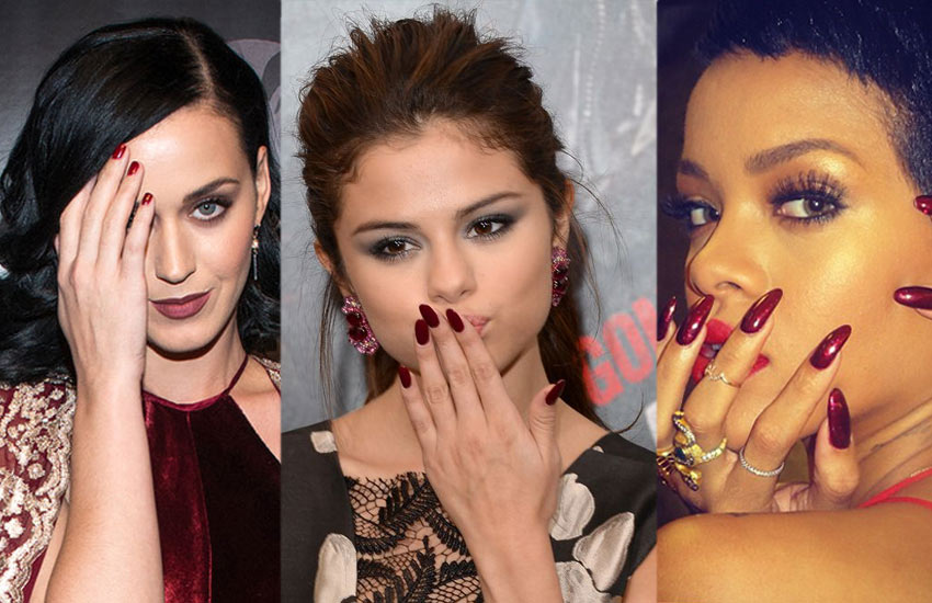 burgundy nails celebrity.-burgundy-nail-designs-selena-gomez-rihanna-lates-trendsjpg