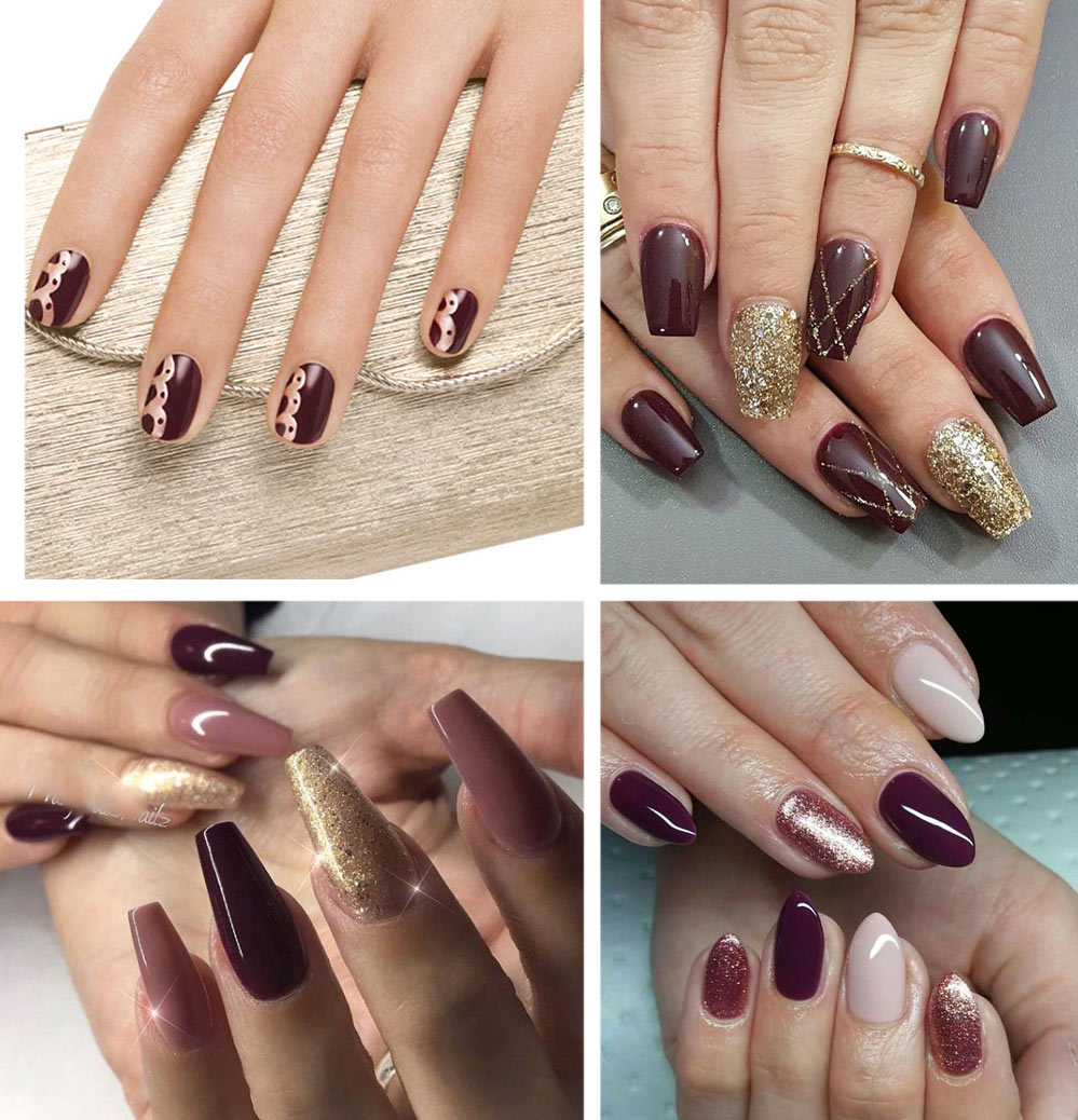 Pin by Anaya on Stylish nails | Maroon nail designs, Maroon nails, Sparkly  nails