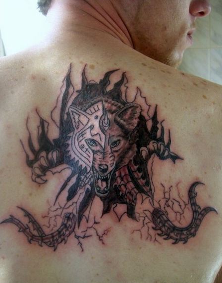 best biomechanical wolf tattoo designs