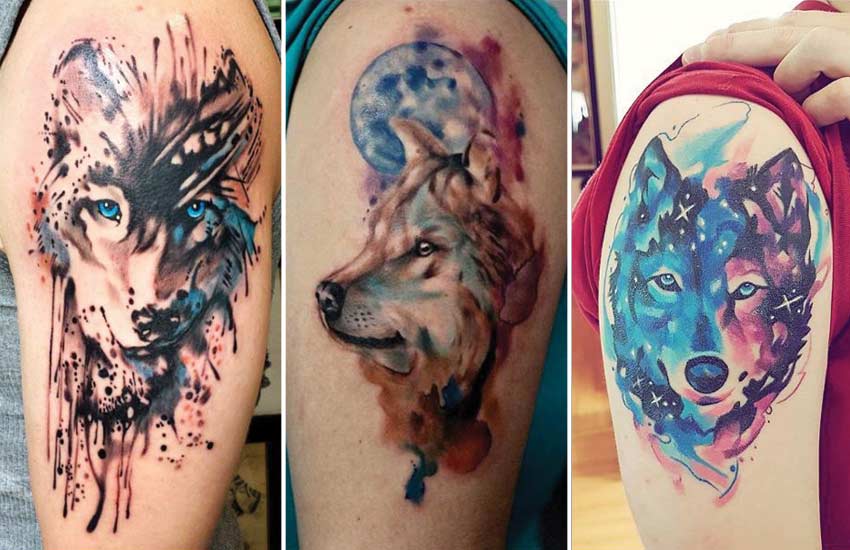 watercolor-wolf-tattoo-designs-galaxy-tattoos-ideas-trends