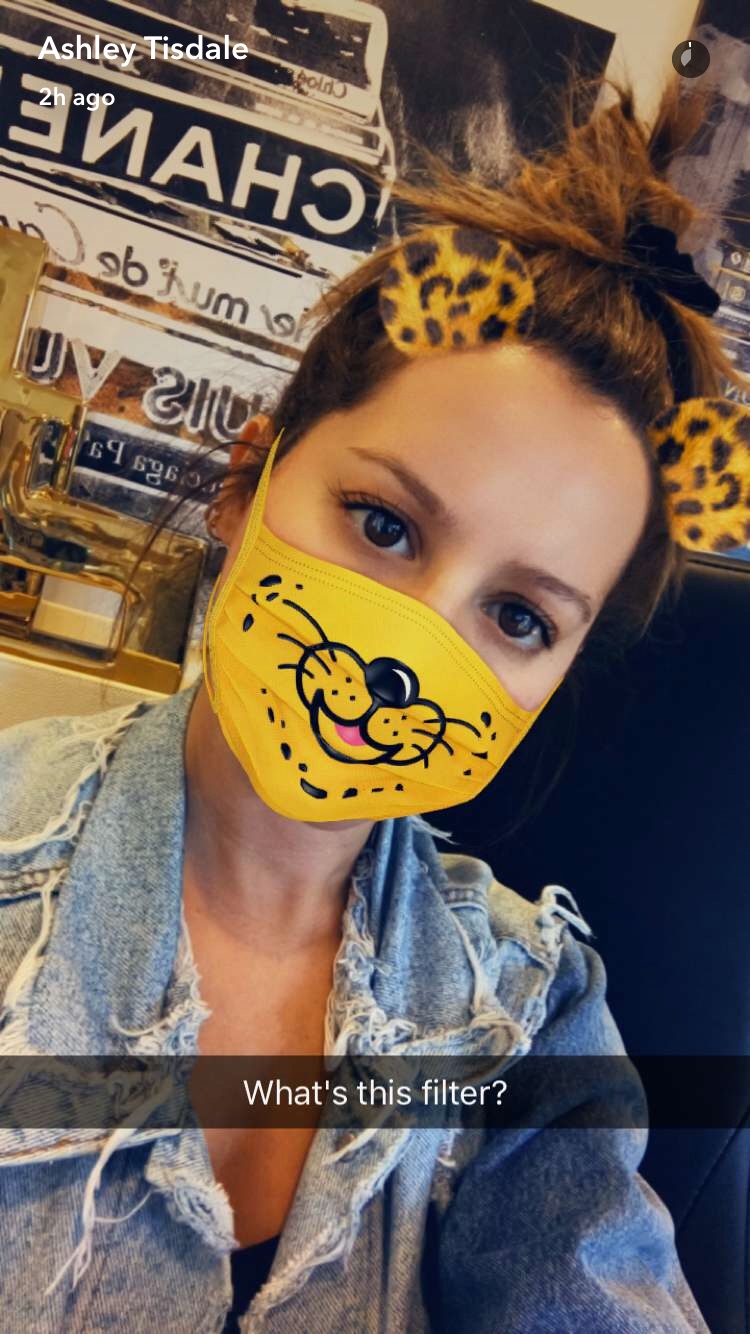 ashley tisdale-tiger-mask-filter-latest-snapchat-filter-celebrities-trending
