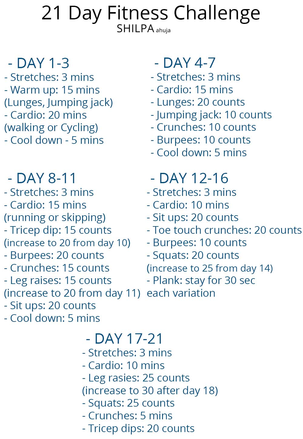 21 day challenge discount workout schedule at home