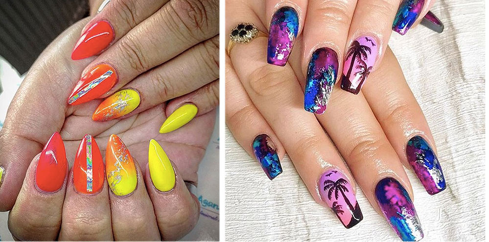 Beautiful Multi-Colored Nails Designs For Summer - The Glossychic |  Multicolored nails, Spring acrylic nails, Colored acrylic nails
