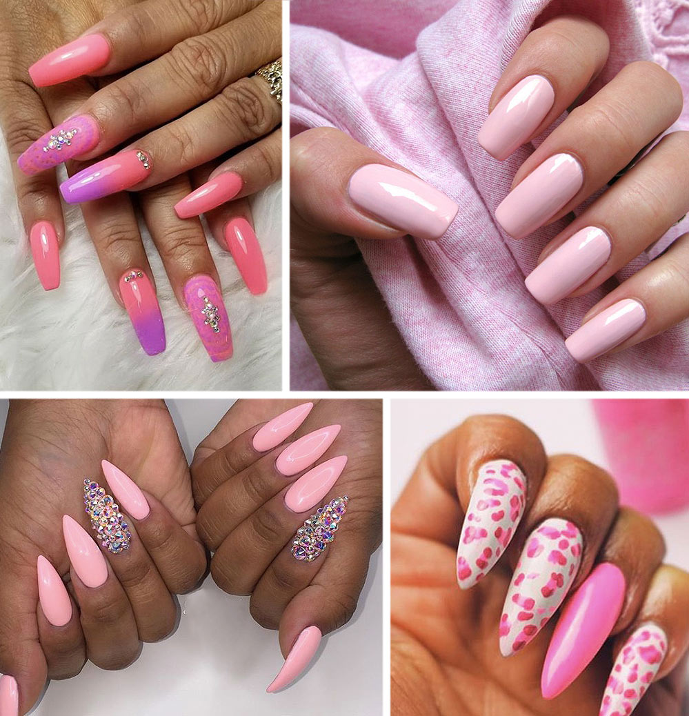 Outyua Pink Coffin False Nails with Designs Matte India | Ubuy