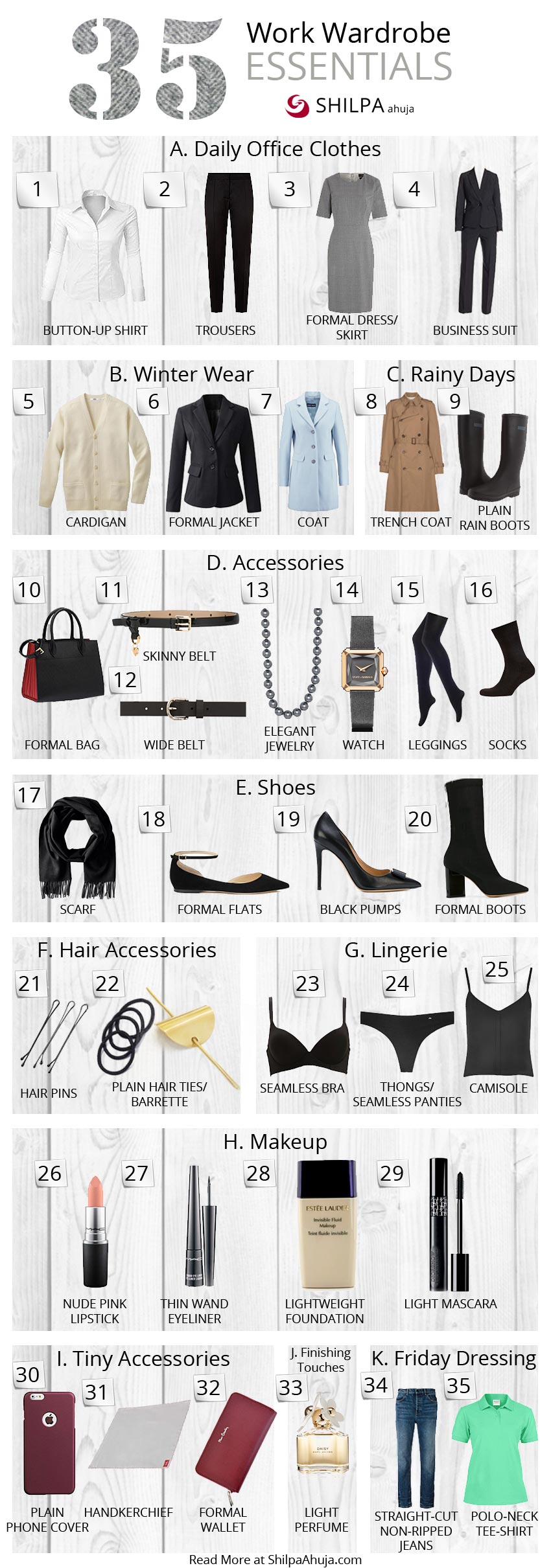 work-wardrobe-essentials-infographic office womens fashion style must haves
