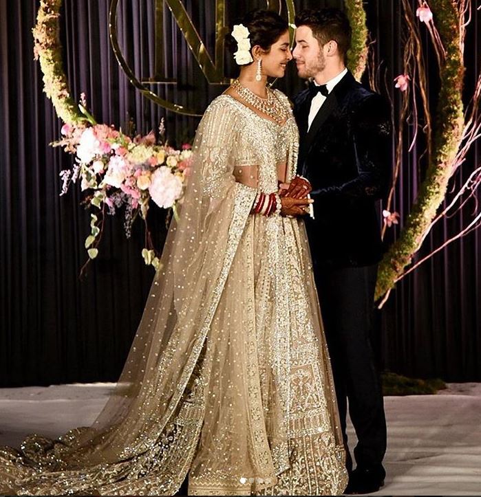 Priyanka Chopra nick Jonas wedding reception bollywood marriage dress