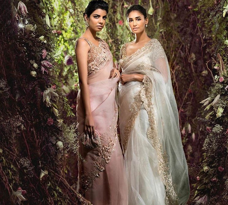 Shyamal Bhumika Top Saree Trends 2019 Net Applique Pastels