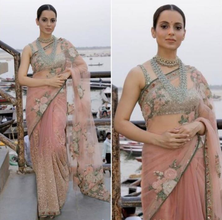 Kangana Ranaut Latest Saree Color Trends 2019 Blush Pink Celebs.JPG