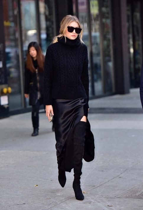 how to dress gigi hadid long skirt outfit ideas