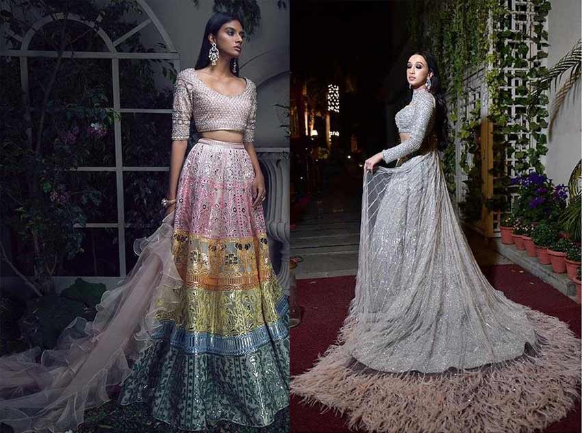 Top Designer Lehenga Trends 2019 Feather Dupatta-Falguni