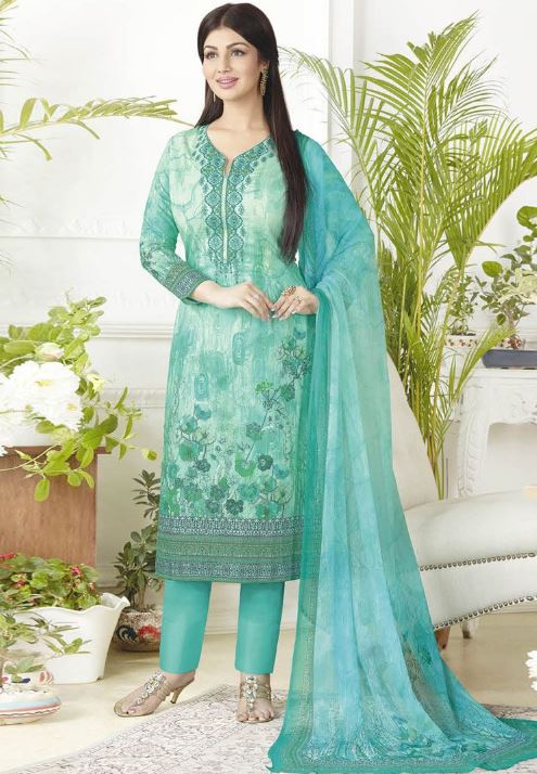 Green Silk Embroidered, Resham and Zari Work Salwar Suit for Women Buy  Online -