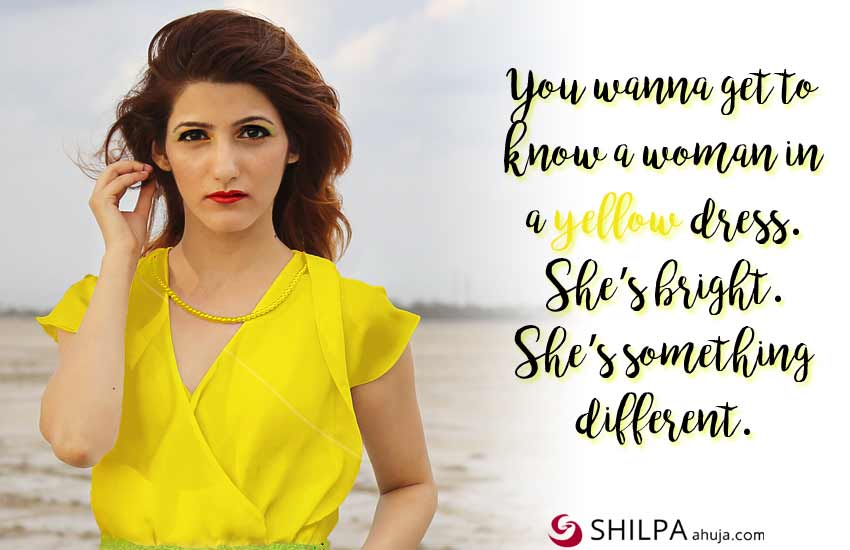 shilpa ahuja yellow dress quotes-attitude quotes insta captions