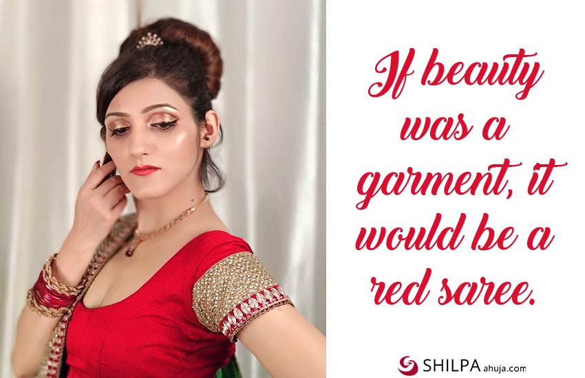red-saree-quotes-for-instagram-love traditional beauty