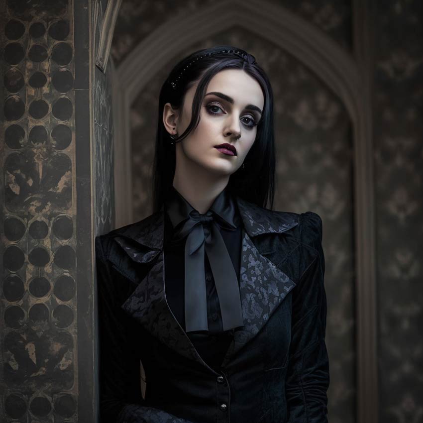 wednesday horror chic corporate goth ai editorial