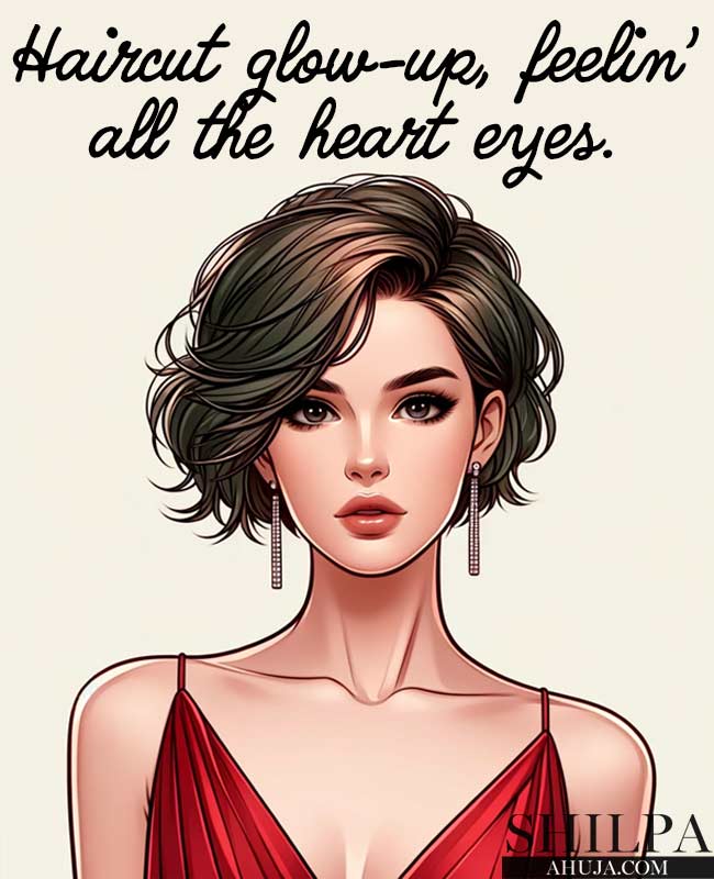 Caption for Short Hair Girl quotes haircut